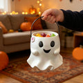 Halloween Ghost Candy Bucket - Cute Resin Treat Container with Handle - Variation #024