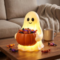 Halloween Ghost Pumpkin Candy Bowl Light Up Spooky Decor - Variation #019