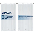 Heavyweight Clear PEVA Shower Curtain Liner 72x72 Inches - 2 Pack, Waterproof & Mold Resistant