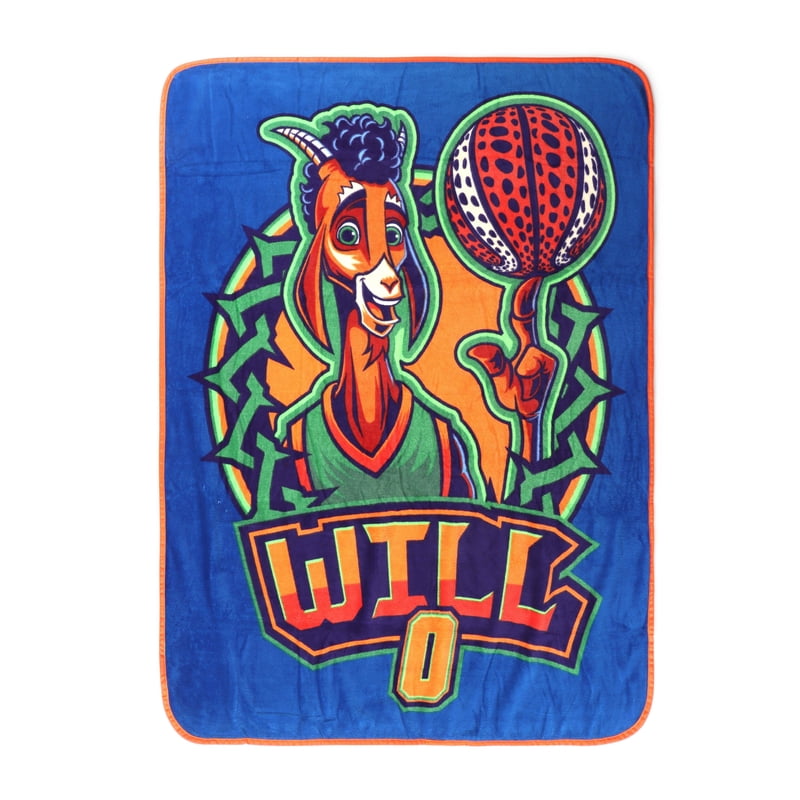 Kids Throw Blanket with Will the Goat Design - Soft Coral Fleece, 46x60 Inches - Multi