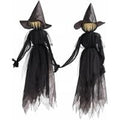 2PC Life-Size Light-Up Screaming Witch Halloween Decor - Outdoor Animated LED Yard Decorations