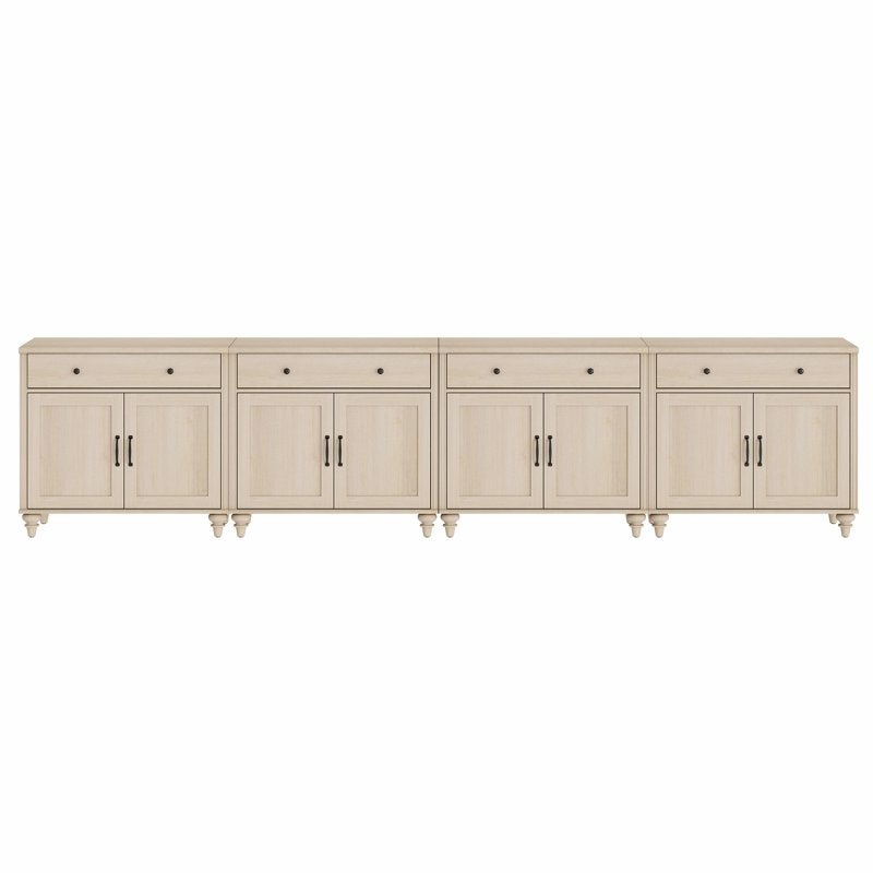 Light Beige Buffet Cabinet - Modern Farmhouse Storage, 8 Doors & 4 Drawers, 134 Inch - Beige, 4 Pack