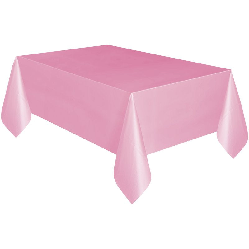 54" x 108" Light Pink Rectangular Plastic Table Covers - 3 Count