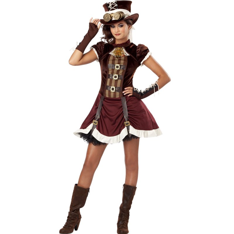 Girls Steampunk Costume Dress with Accessories Halloween Outfit