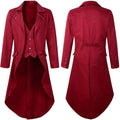 Men's Medieval Tailcoat Jacket Renaissance Costume Gothic Gothic Red 3XL
