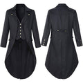 Men's Medieval Tailcoat Jacket Renaissance Costume Gothic Victorian Halloween Tuxedo Coats - Black, 4XL