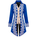 Men's Steampunk Swallow-Tailed Coat Patchwork Gothic Victorian Costume Blue L