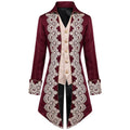 Men's Steampunk Swallow-Tailed Coat - Red, Size S, Gothic Victorian Costume