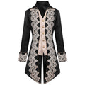 Men's Steampunk Swallow-Tailed Coat Patchwork Gothic Victorian Costume Black 2XL