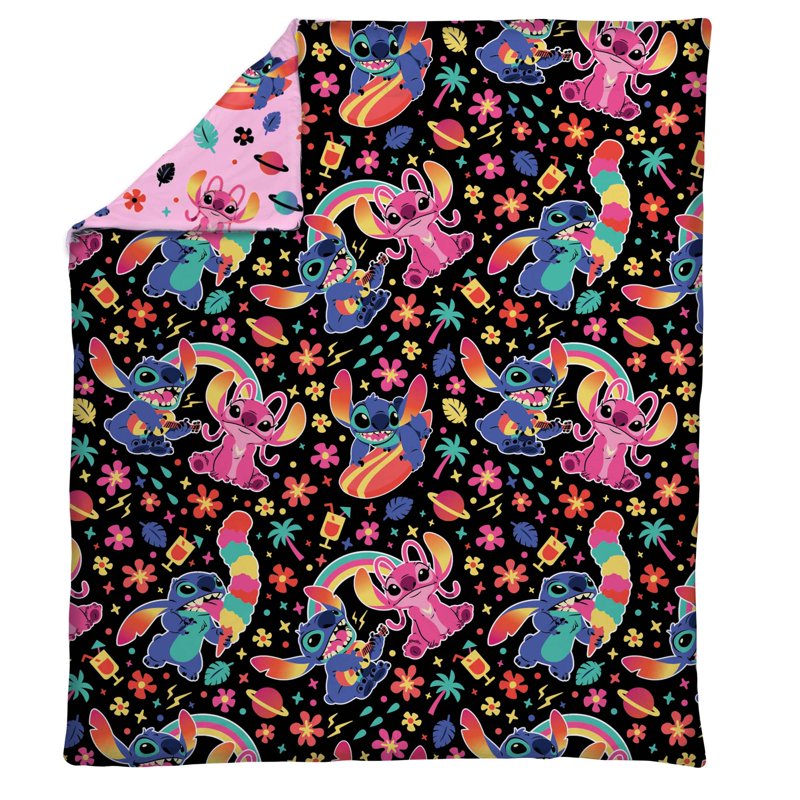 Kids Cloud Throw Blanket with Stitch Variation - 46 x 60 Inches, Soft Sherpa Back