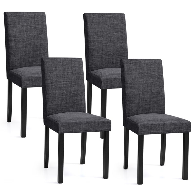 Linen Dining Chairs Set of 4 - Upholstered Fabric, Dark Gray