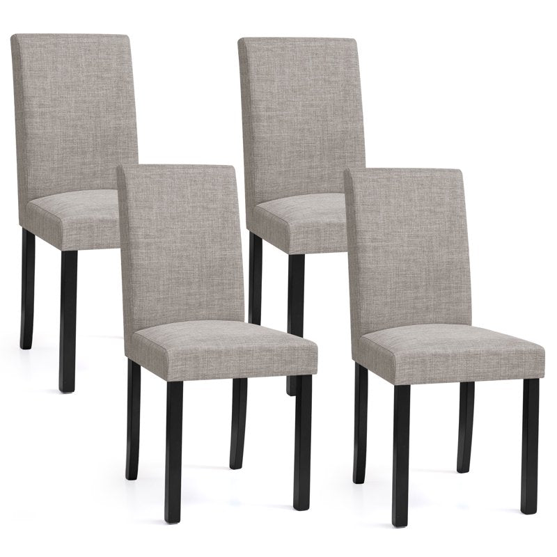 Linen Dining Chairs Set of 4 - Upholstered Fabric, Light Gray