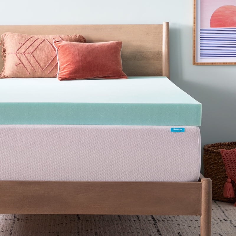 Linenspa 4-Inch Cooling Gel & Green Tea Infused Memory Foam Mattress Topper - King