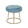 Blue Velvet Flower Shape Vanity Stool with Gold Base