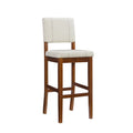 30.5" Cream Faux Leather & Wood Bar Stool - Walnut Legs