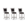 Adjustable Metal Swivel Bar Stool Set of 3 - Brown Faux Leather