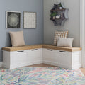 Backless Corner Breakfast Nook with Storage - White/Beige