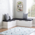 Backless Corner Nook with Storage & 5-Piece Cushion Set - White/Black Stripe