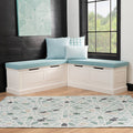 Backless Corner Nook with Storage - 5-Piece Cushion Set - White/Seafoam