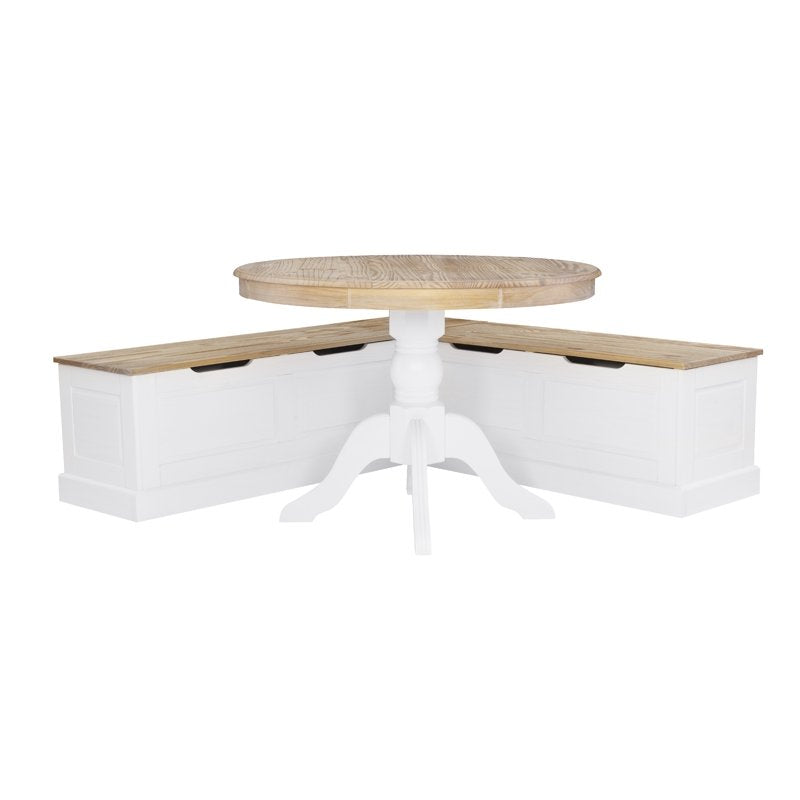 Backless Corner Dining Nook Set with Table & Bench - Natural/White