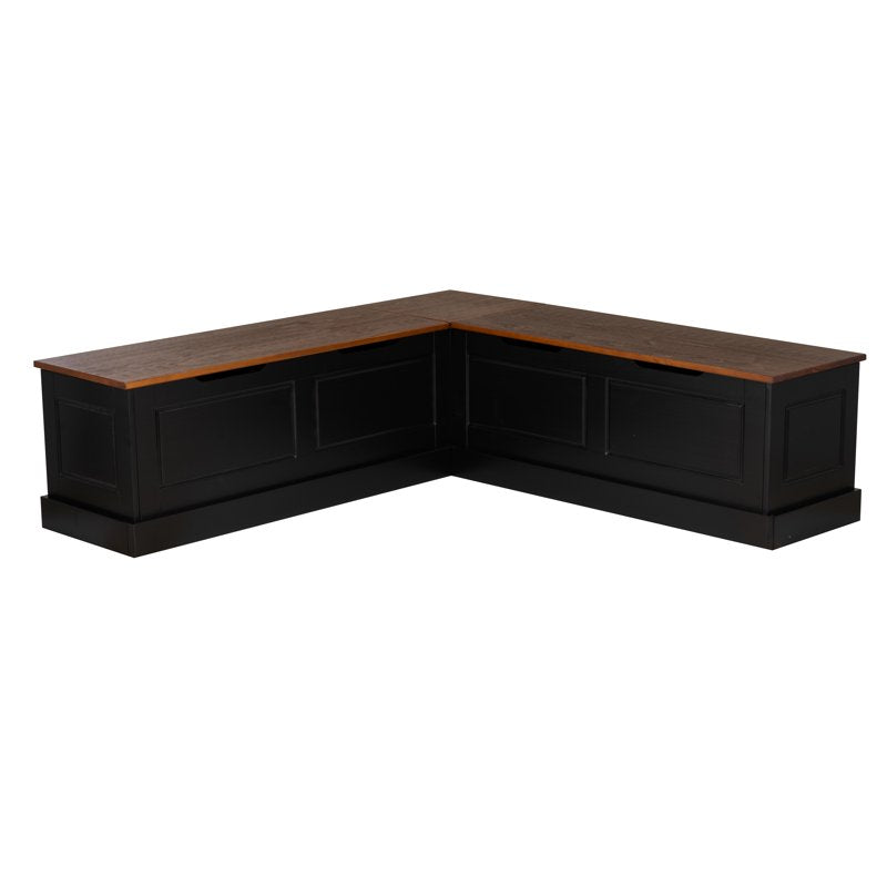 Corner Dining Breakfast Nook with Storage - Black/Walnut