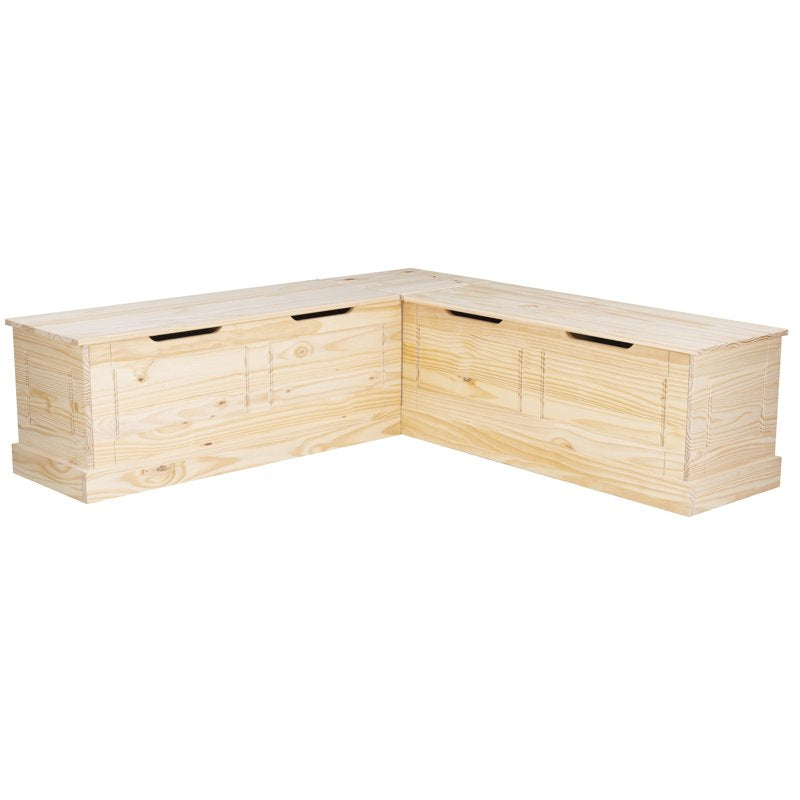 Rustic Backless Corner Nook with Storage - Unfinished Pine