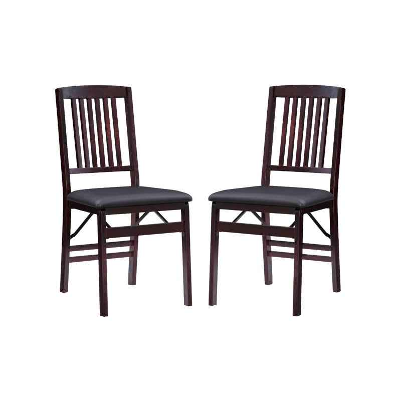 Folding Dining Chairs Set of 2 - Espresso Brown Mission Back