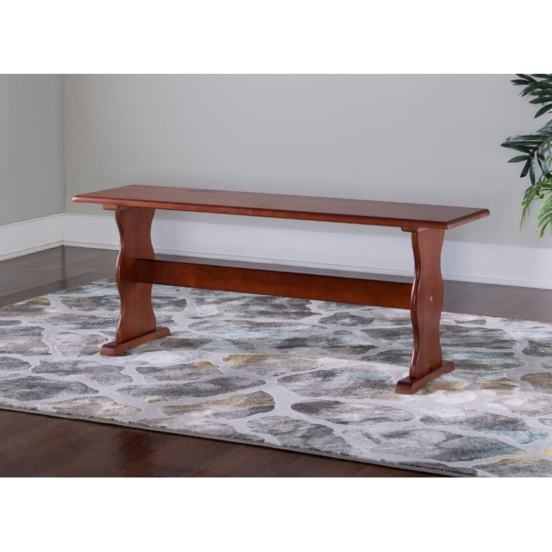 Farmhouse Dining Bench - Solid Pine, Walnut Finish