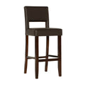 30.5" Brown Faux Leather Wood Bar Stool - Espresso Finish