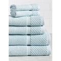 Blue 6-Piece Cotton Bath Towel Set - Turkish Waffle Border, Soft & Absorbent