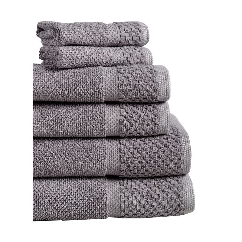 Diplomat Turkish Cotton Towel Set - 6-Piece Bath & Hand Towels, Grey