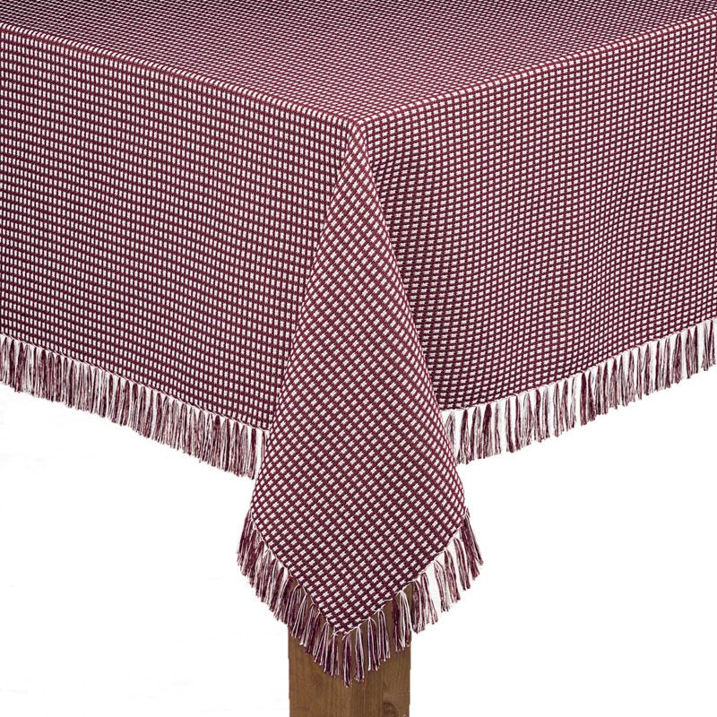Homespun Check Cotton Woven Tablecloth - 52" x 52" - Wine