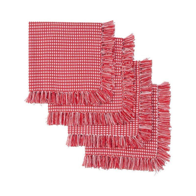 Homespun Check Red Cotton Napkins - Set of 4