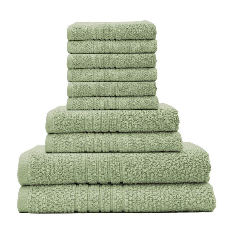 OakRidge Softee 10-Piece Cotton Bath Towel Set - Seedling Variation