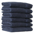 Turkish Cotton Face Towels Set of 6 - Midnight Blue, Absorbent & Durable