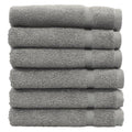 Gray Cotton Hand Towels Set of 6 - Turkish Absorbent Washcloths for Bathroom