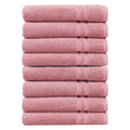 Red Hand Towels Set of 8 - Turkish Cotton Hotel-Style Bathroom Towels