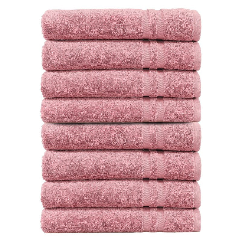 Red Hand Towels Set of 8 - Turkish Cotton Hotel-Style Bathroom Towels