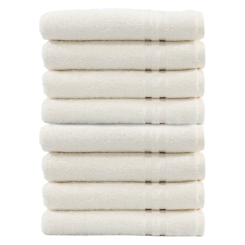 Cream Hand Towels Set of 8 - Turkish Cotton Hotel Style Bathroom Towels