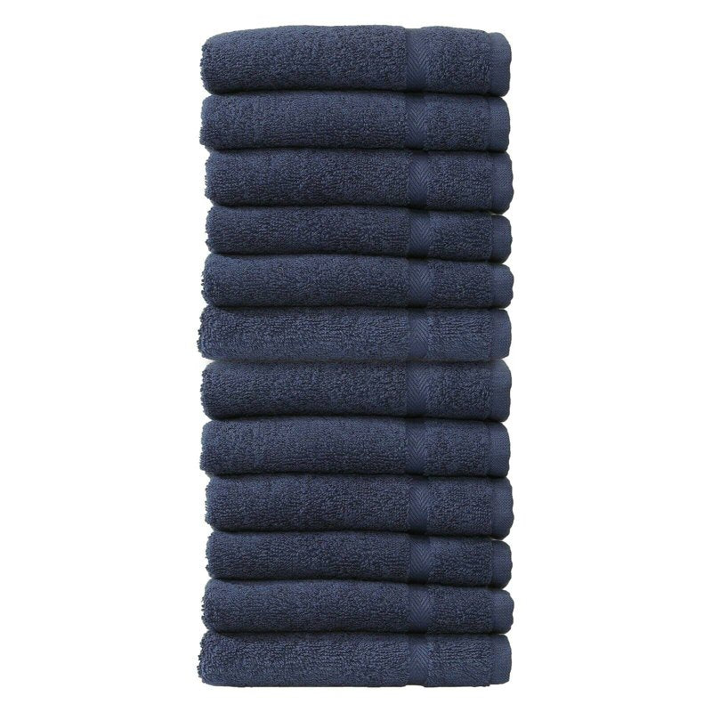 Linum Home Textiles Denzi Washcloths Set of 12 - Blue, Turkish Cotton, Hotel Spa Quality