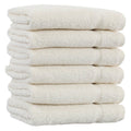 Turkish Cotton Washcloths Set of 6 - Cream, Absorbent Spa & Hotel Quality