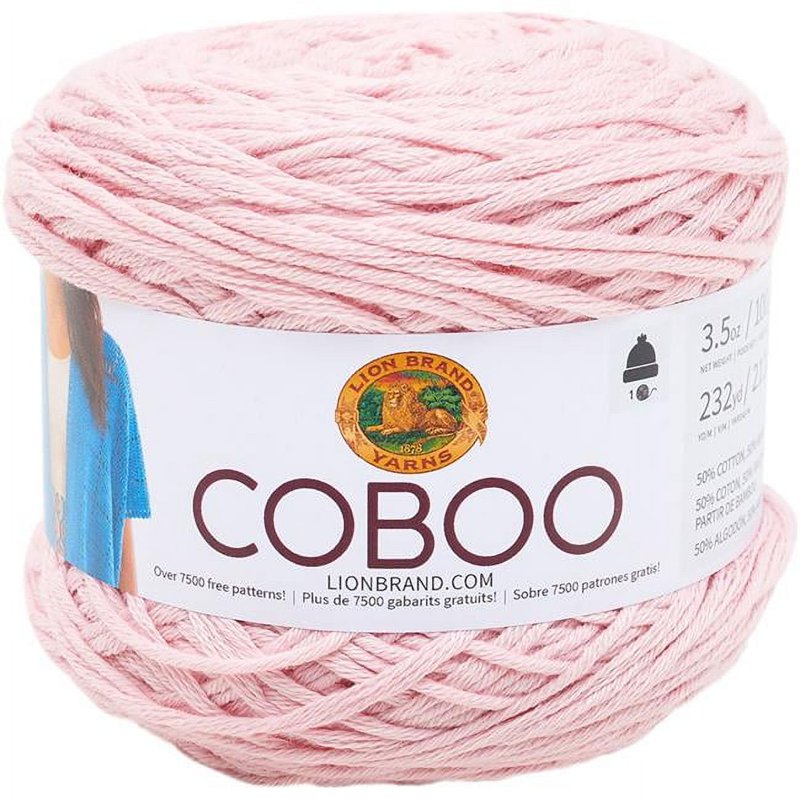 Pink Cotton Bamboo Yarn - Coboo by Lion Brand, 3.5oz, Light Pink