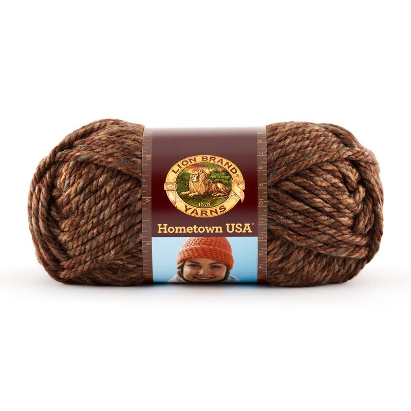 Autumn Brown Acrylic Yarn - Lion Brand Hometown USA 5 oz, 81 Yards, Variation El Paso Autumn