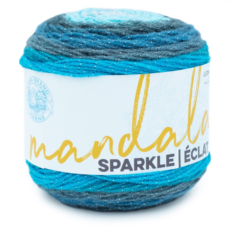 Lion Brand Mandala Sparkle Aquarius Light Acrylic Self-Striping Yarn - Multi-Color, 328yd, Single Variation
