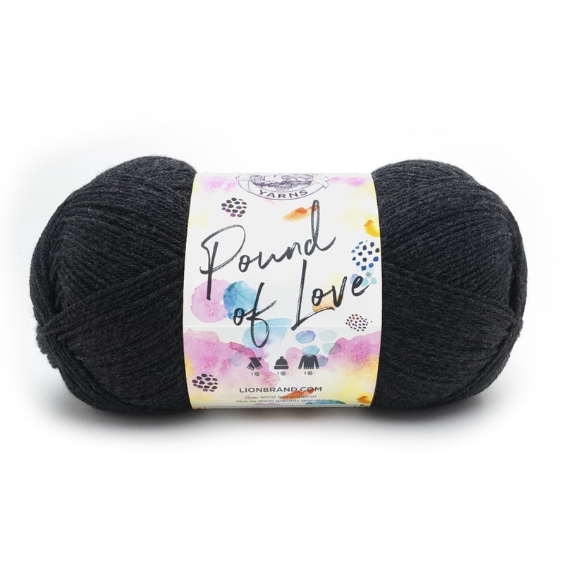 Lion Brand Pound of Love Charcoal Worsted Yarn - 16 oz, 1020 Yards, Medium Weight