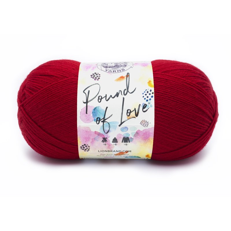 Lion Brand Pound of Love Cherry Worsted Yarn - 16 oz, 1020 Yards, Medium 4
