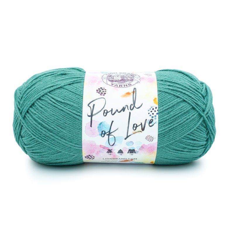 Lion Brand Pound of Love Waterfall Yarn - Medium Worsted Weight, Green, 16 oz, 1020 Yards - Variation: Single