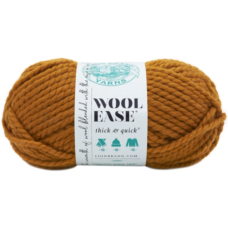 Lion Brand Wool-Ease Thick & Quick Yarn - Butterscotch, Super Bulky Wool Blend