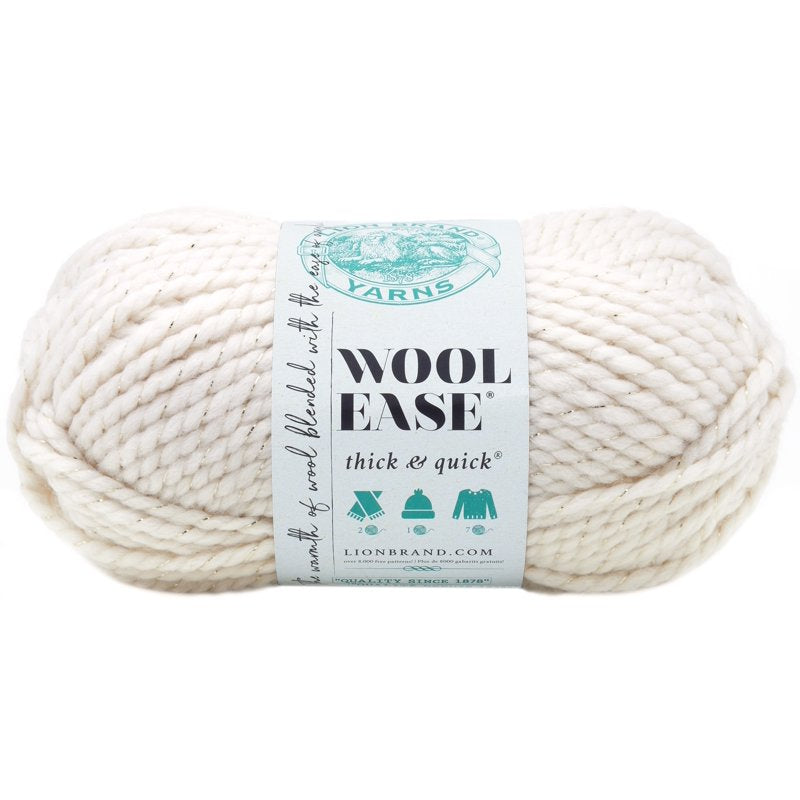 Lion Brand Wool-Ease Thick & Quick Yarn - Starlight Cream, Bulky Wool & Acrylic Blend, 92 Yards, Variation of Single