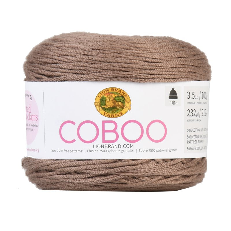Lion Brand Coboo Yarn Taupe 3.5oz DK Weight Cotton Rayon Blend Variation of THIS listing